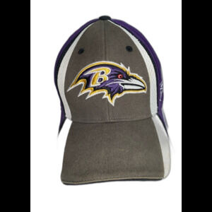 NFL Reebok Cap Hat Unisex Fitted Gray Purple Baltimore Ravens Embroidered Logo
